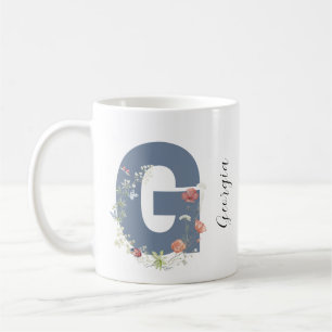 Ästhetischer Wasserfarbenflorbrief G Monogramm Kaffeetasse