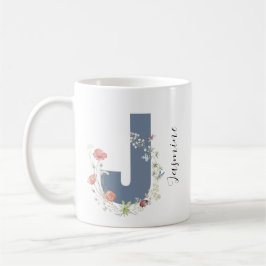 Ästhetischer Wasserfarbenflorbrief J Monogramm Kaffeetasse