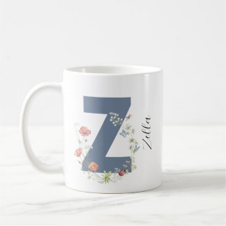 Ästhetischer Wasserfarbenflorbrief Z Monogramm Kaffeetasse