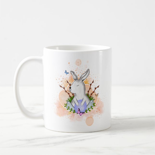 Ästhetischer Whimsy Charm Wasserfarben Bunny Egg P Kaffeetasse (Links)