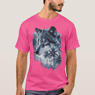 Ästhetischer Wolf mit Palmen I Wolf T-Shirt