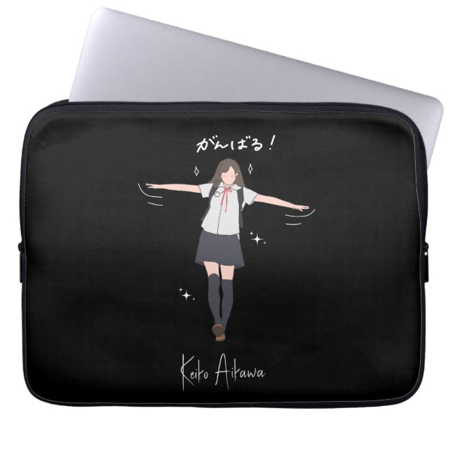 Ästhetisches Anime-Uniformmädchen Anpassbar Laptopschutzhülle (Vorderseite)