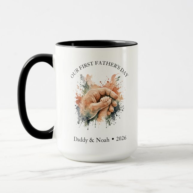 Ästhetisches Aquarell-Boho-Geschenk zum ersten Vat Tasse (Links)