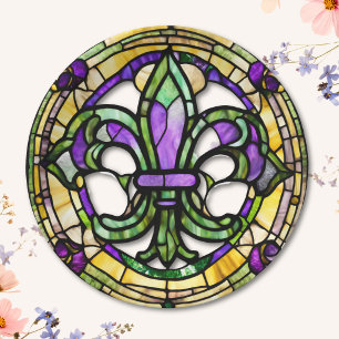 Ästhetisches Aquarell-Mardi-Gras-Fleur-de-Lis Pappteller
