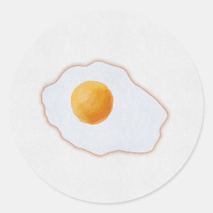 Ästhetisches Aquarell Spiegelei Minimalistische Ku Runder Aufkleber