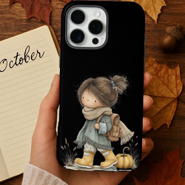 Ästhetisches Black Cosy Boho Autumn Little Girl Ca Case-Mate iPhone Hülle (Von Creator hochgeladen)