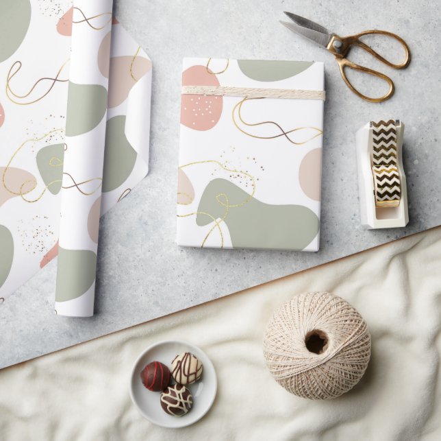 Ästhetisches Boho Geometric Bio Shapes 2 Geschenkpapier (Kunsthandwerk)