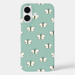 Ästhetisches Cottagecore-Schmetterling-Mint- und W iPhone 16 Hülle