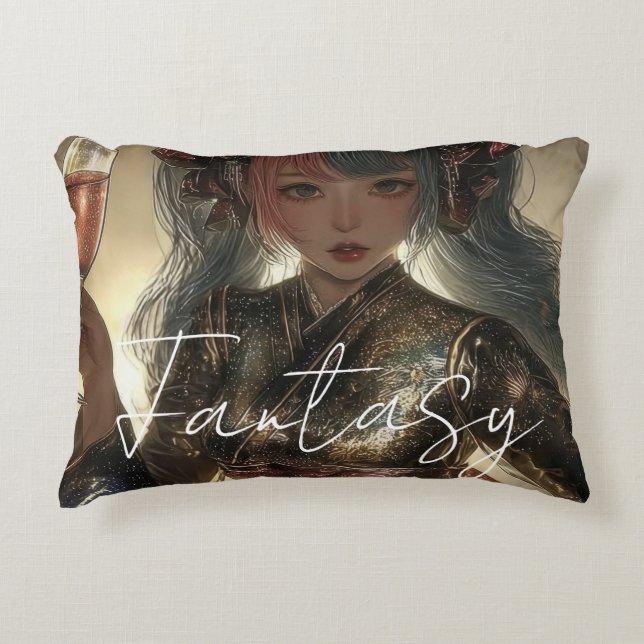 Ästhetisches / Dark Fantasy Mädchen Dekokissen (Vorderseite)