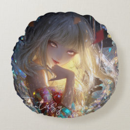 Ästhetisches / Dark Fantasy Mädchen Rundes Kissen