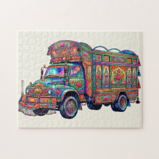 Ästhetisches Desi Vintage Pakistanisches LKW-Art Puzzle