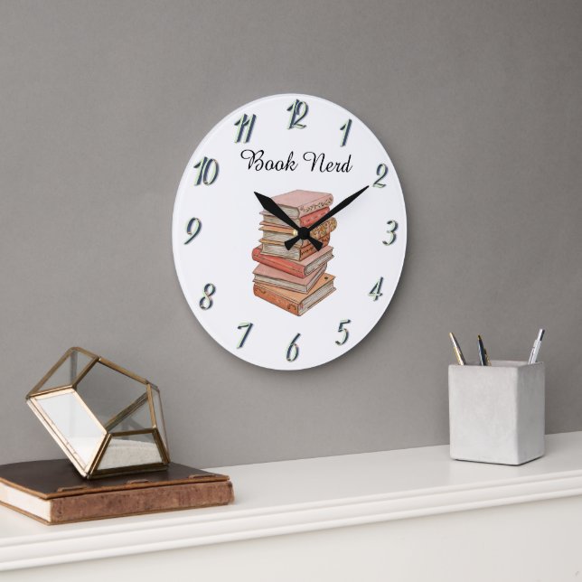 Ästhetisches Elegantes Buch Nerd Geschenk Minimal  Große Wanduhr (Büro)