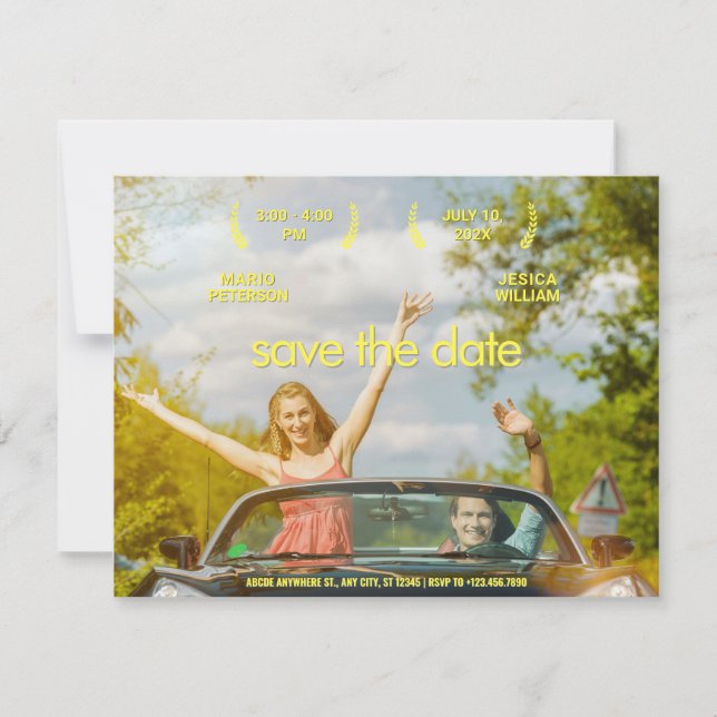 Ästhetisches Foto-Hochzeitplakat Save The Date (Vorderseite)