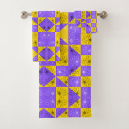 Ästhetisches geometrisches Schachbrett Muster Badhandtuch Set