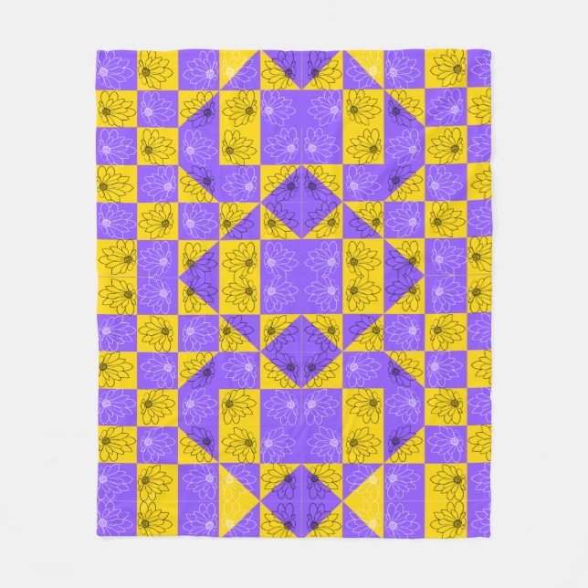 Ästhetisches geometrisches Schachbrett Muster Fleecedecke (Vorderseite)