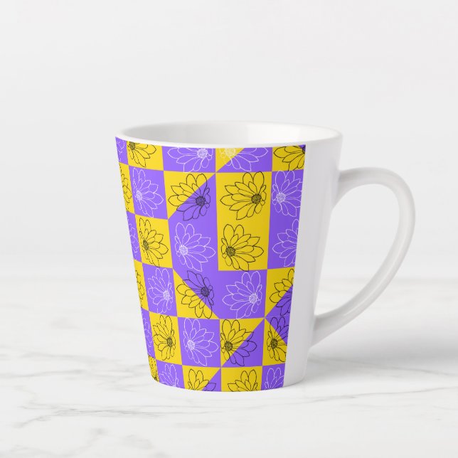 Ästhetisches geometrisches Schachbrett Muster Milchtasse (Rechts)