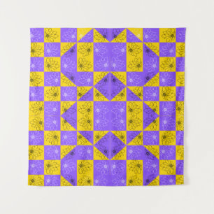 Ästhetisches geometrisches Schachbrettmuster mit B Wandteppich