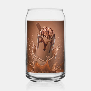 Ästhetisches Glas mit Schokoladensplash-Eiskaffee
