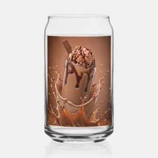 Ästhetisches Glas mit Schokoladensplash-Eiskaffee
