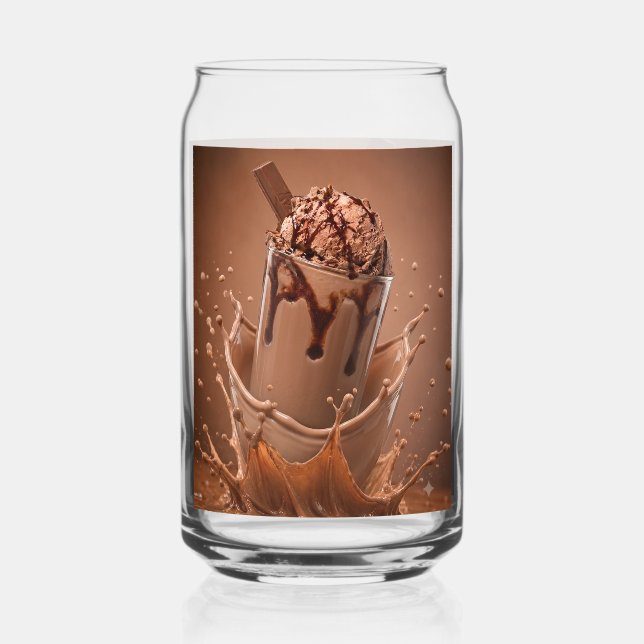 Ästhetisches Glas mit Schokoladensplash-Eiskaffee (Rückseite)