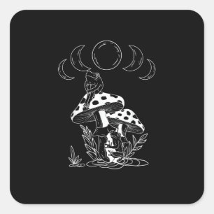 Ästhetisches Goblincore- und Cottagecore-Pilz-Kusc Quadratischer Aufkleber