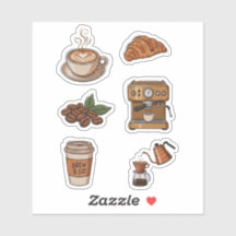 Ästhetisches Kaffee Shop Sticker-Paket