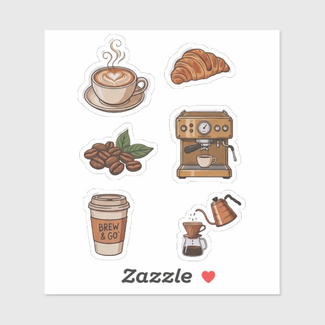 Ästhetisches Kaffee Shop Sticker-Paket Aufkleber (Blatt)