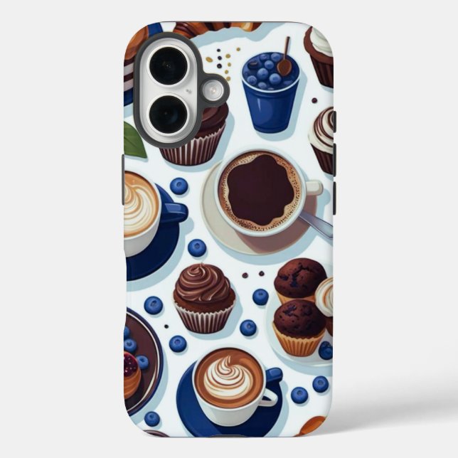 Ästhetisches Kaffee- und Schokoladen-Cupcake-Muste Case-Mate iPhone Hülle (Rückseite)