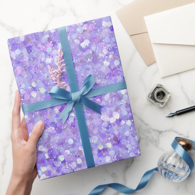 Ästhetisches Lavendel-Irideszentes Glitter-Muster Geschenkpapier (Schenken)
