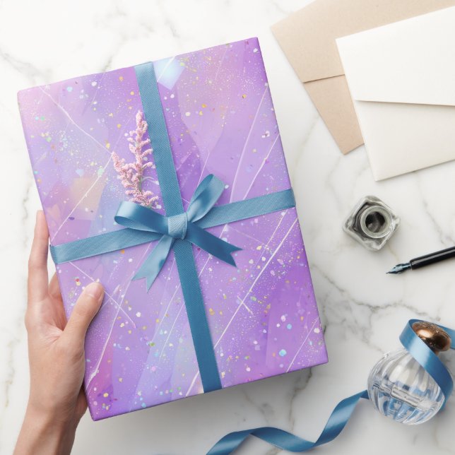 Ästhetisches Lavendel-Irideszentes Glitter-Muster Geschenkpapier (Schenken)