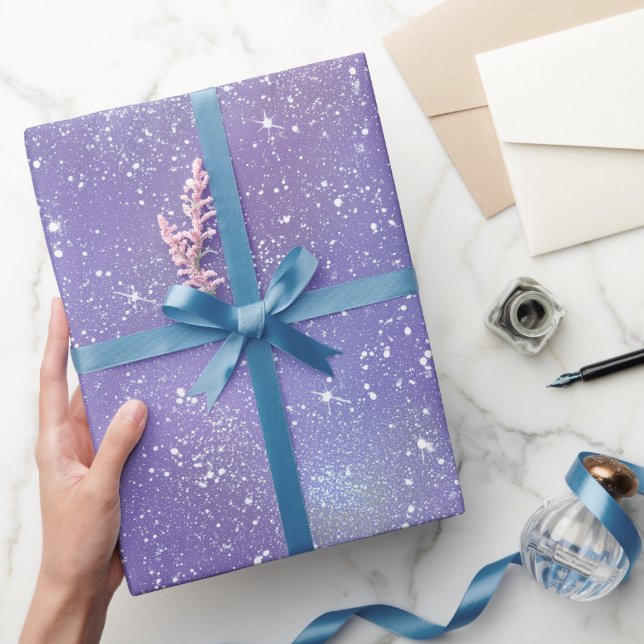 Ästhetisches Lavendel-Irideszentes Glitter-Muster Geschenkpapier (Schenken)