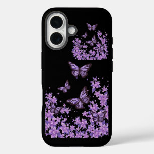 Ästhetisches lila Schmetterling-Handyhülle iPhone 16 Hülle