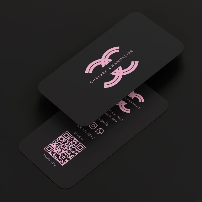 Ästhetisches Logo C Black Pink Monogram Beruflich Visitenkarte (Aesthetic Logo C Black Pink Monogram Professional Business Card
)