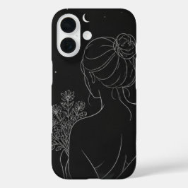 Ästhetisches Mädchen iPhone-Case – Schwarze Linien iPhone 16 Hülle