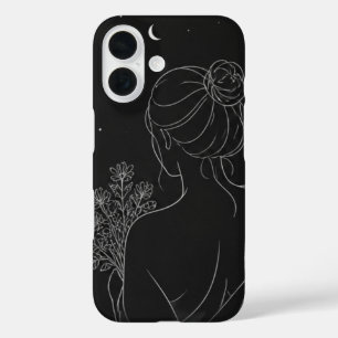 Ästhetisches Mädchen iPhone-Case – Schwarze Linien iPhone 16 Hülle