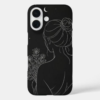 Ästhetisches Mädchen iPhone-Case – Schwarze Linien iPhone 16 Hülle