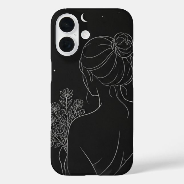Ästhetisches Mädchen iPhone-Case – Schwarze Linien Case-Mate iPhone Hülle (Rückseite)