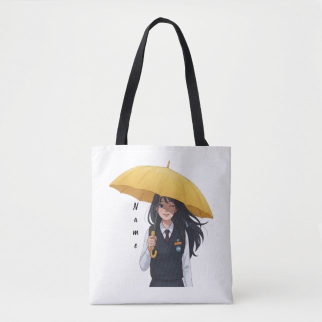 Ästhetisches Mädchen mit gelber Regenschirm-Tasche (Vorderseite)