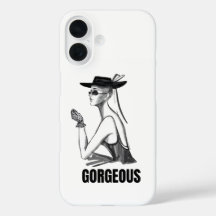 Ästhetisches Mode-Mädchen-iPhone-Case | Schwarz & 