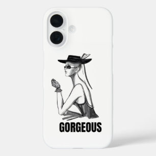 Ästhetisches Mode-Mädchen-iPhone-Case Schwarz & iPhone 16 Hülle