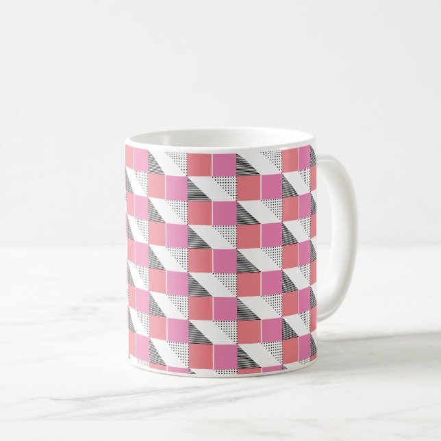 ästhetisches modernes Muster in Schwarz und Rosa Kaffeetasse (VorderseiteRechts)