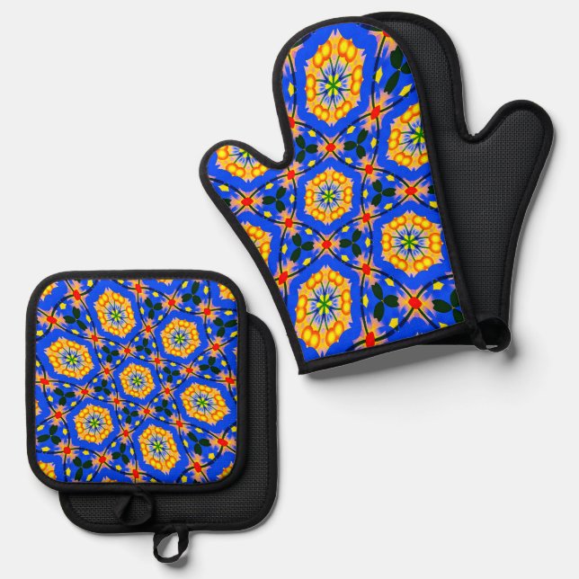 Ästhetisches Muster Ofenhandschuh & Topflappen-Set (Vorderseite/Rückseite)