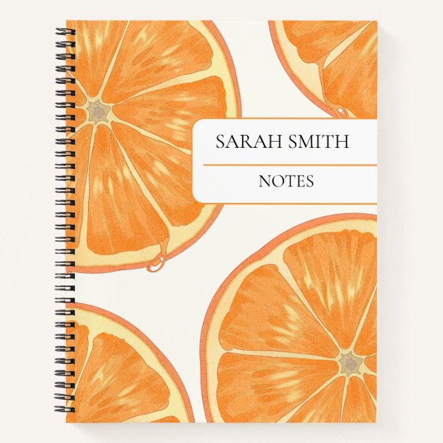 Ästhetisches Oranges Notizbuch | Individuelles Nam (Vorderseite)