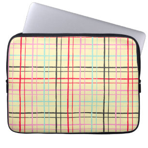 Ästhetisches Pastell Handgezeichnetes Gitter Retro Laptopschutzhülle