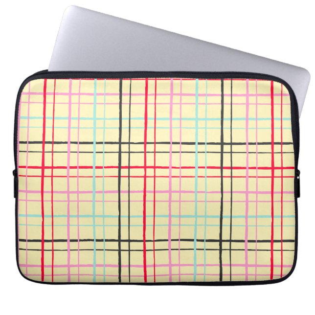 Ästhetisches Pastell Handgezeichnetes Gitter Retro Laptopschutzhülle (Vorderseite)