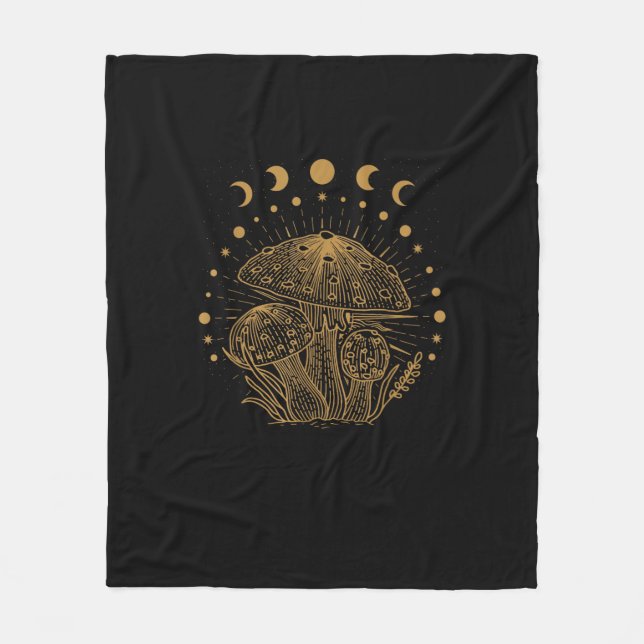 Ästhetisches Pilzhäuschen Goblincore Fleecedecke (Vorderseite)