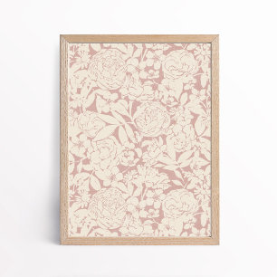 Ästhetisches Rosa Beiges Pfingstrosen-Rosen-Blumen Poster