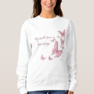 Ästhetisches rosa Schmetterling-Krewneck-Sweatshir Sweatshirt