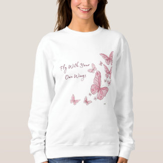 Ästhetisches rosa Schmetterling-Krewneck-Sweatshir Sweatshirt