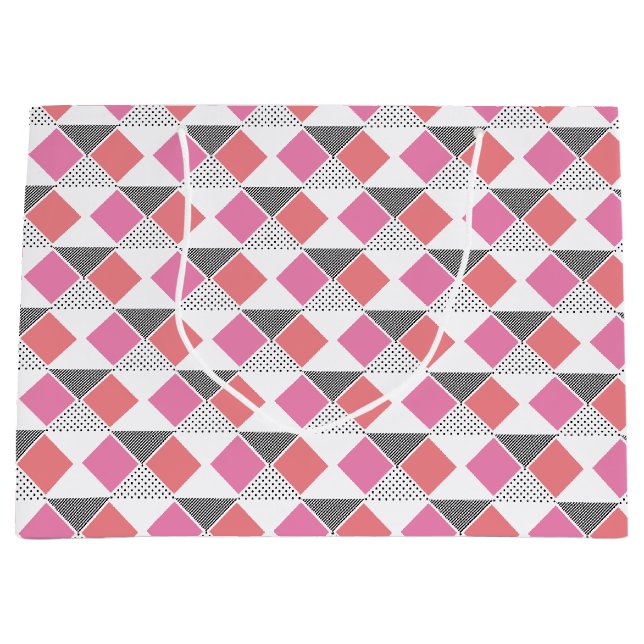 ästhetisches rosa und schwarzes Dreieck-Muster dek Große Geschenktüte (Vorderseite)